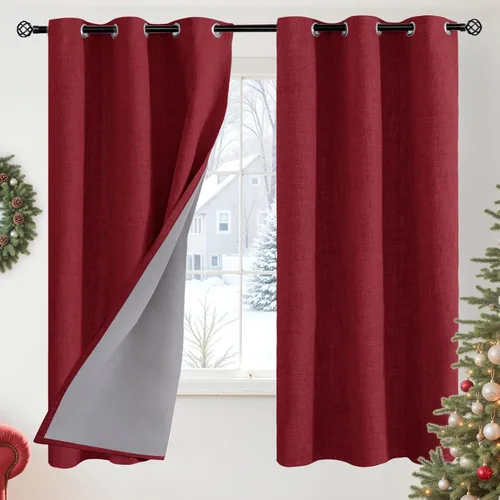 Miniatura 134 de YoungsTex - Cortinas opacas de lino para dormitorio, oscurecimiento de la habitación, cortinas con textura de lino, paneles con aislamiento térmico