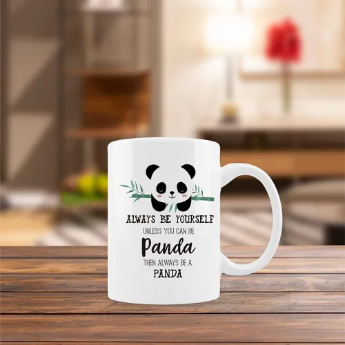 Miniatura 4 de Taza divertida con diseño de panda, cita inspiradora con texto en inglés "Always Be Yourself Unless You Can Be Panda Then Always Be A Panda", taza
