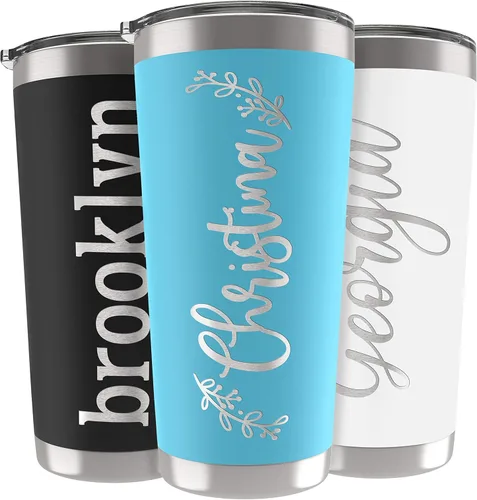 Miniatura 13 de Vasos delgados personalizados con tapa, regalos para ella de 20 onzas, rosa intenso, 12 diseños, vaso grabado personalizado con nombre, tazas Rosa