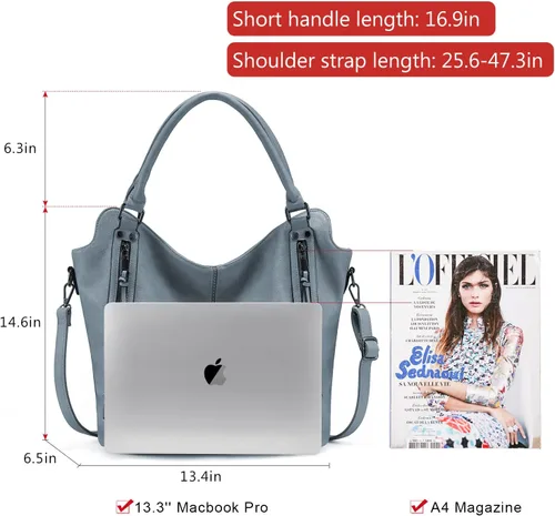 Miniatura 41 de Bolso Hobo oculto para mujer, de piel sintética, bolso cruzado de hombro, bolsa grande con funda desmontable