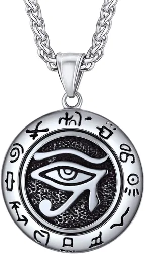 U7 Horus Necklaces for Men Women, Stainless SteelBlackGold Plated Ankh Cross Egyptian Symbol Jewelry, Eye of Horrus Pendant with 22 Inch Chain