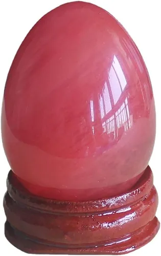 Miniatura 18 de Huevo de cristal de cuarzo rosa con piedras preciosas mixtas de 1.575x1.181 in con soporte de madera para decoración del hogar