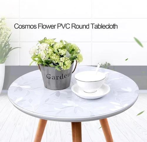 Miniatura 7 de Mantel protector de mesa de comedor de plástico transparente redondo Cosmos Flower Desk Pad Mat muebles de madera mantel de mesa rollo de tela
