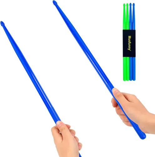 Baquetas de nailon 5A para niños y adultos: baquetas ligeras y duraderas de color azul y verde con asas antideslizantes para baterías electrónicas,
