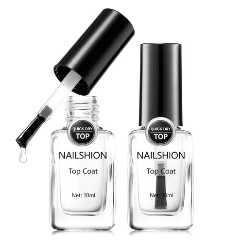Miniatura 14 de Capa base y capa superior, esmalte de uñas regular transparente, rico en calcio VE secado rápido al aire fortalecimiento de uñas, sin gel, 2 piezas