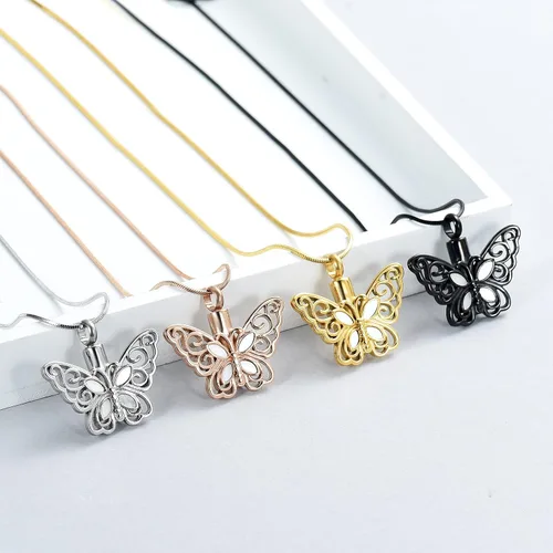 Miniatura 57 de Minicremation Joyas de cremación para cenizas – Collar conmemorativo de mariposa con colgante de urna para cenizas de seres queridos
