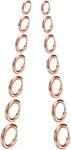 7 pares de aretes de aro de acero inoxidable quirúrgico 316L para mujeres y hombres, chapados en oro de 18 quilates, aretes de aro pequeños para
