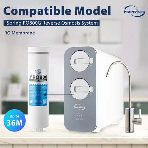 Miniatura 4 de iSpring Reemplazo de ósmosis inversa de membrana RO, alto flujo de hasta 800 GPD, relación pura a aguas residuales de 2.5:1