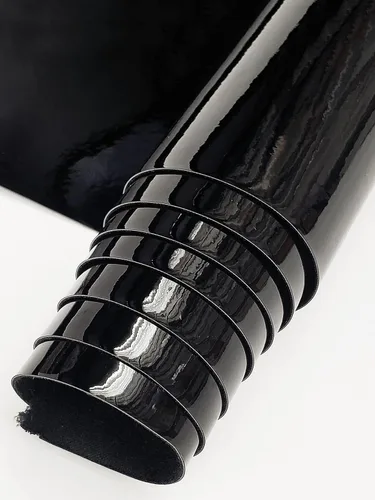Tela de cuero sintético de poliuretano termoplástico de vinilo neón brillante patentado, 52 pulgadas de ancho, vendido por The Yard (patente, negro)