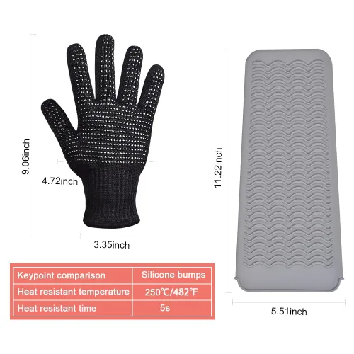 Miniatura 5 de IKOCO Guantes de calor para peinar el cabello, guantes resistentes al calor con bolsa de silicona para rizador, plancha plana, alisador