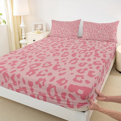 Miniatura 21 de Juego de sábanas con estampado de manchas de piel de cheetah abstracto, sábana bajera tamaño individual para niños, niñas y mujeres, decoración