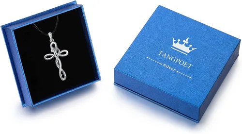 Miniatura 7 de TANGPOET - Collar de serpiente de plata de ley con colgante de Ankhmal de ojo joyería de protección regalo de Navidad para mujeres y hombres y ella