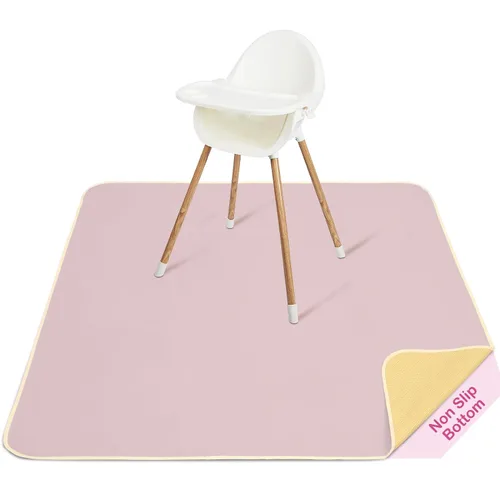Miniatura 8 de Basumee Alfombrilla de salpicaduras para silla de bebé, impermeable, tapete de juego para debajo de la silla alta, tapete para atrapar alimentos