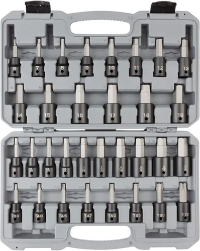 Miniatura 6 de TEKTON SIB92311 - Juego de llaves de vaso de impacto hexagonal de 1/2 pulgada con funda, 24 piezas (1/4-3/4 pulgadas, 0.236-0.748 in)