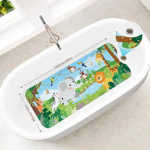 Miniatura 2 de SHUCHING - Tapete de baño para bebé antideslizante de 40 x 16 pulgadas, tapete de baño antideslizante para niños, tapete de ducha para niños Animal