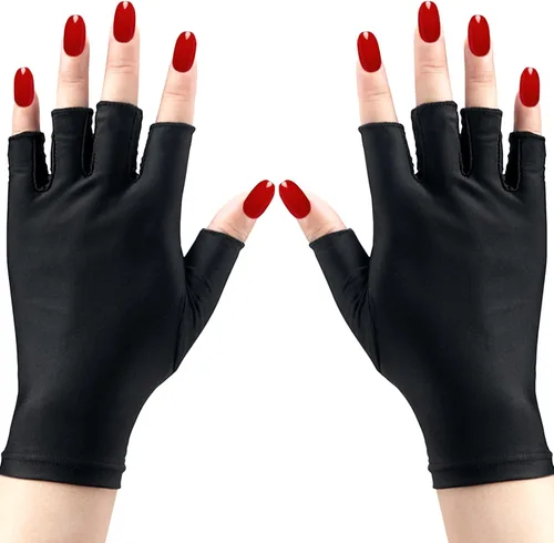 Guantes UV para manicura de gel, UPF50+, guantes de luz UV sin dedos, para uñas de gel, guantes de manicura, guantes de protección UV para mujeres