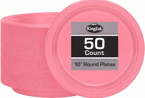 Miniatura 31 de Platos de plástico rojos de la colección Hanna K. Signature, redondos de 9 pulgadas, 50 unidades – Platos desechables resistentes para cenas