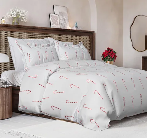 Miniatura 13 de Juego de funda de edredón de Navidad tamaño individual, funda de edredón extra suave con 1 funda de almohada, ropa de cama navideña con cierres