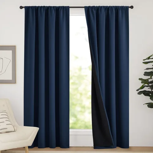 Miniatura 126 de NICETOWN Cortinas blancas 100% opacas, 2 capas gruesas completamente opacas con bolsillo para barra, cortinas aislantes térmicas para Blanco puro