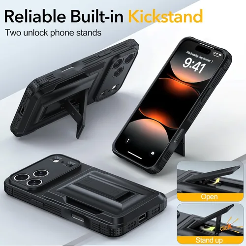 Miniatura 5 de Oterkin Funda tipo cartera para iPhone 17 Pro Max [4-5 tarjeteros] [soporte de soporte] [protección completa de la cámara] [bloqueo RFID] iPhone 17