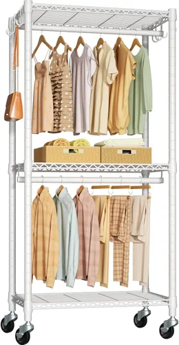 FUTASSI P3 Mini perchero rodante de ropa, percheros de ropa para colgar ropa, perchero de prendas de servicio pesado, perchero de armario portátil