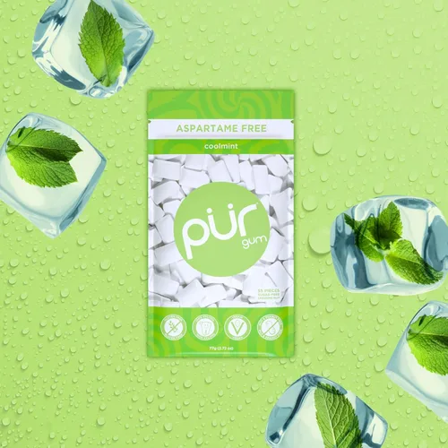 Miniatura 5 de PUR - Chicle de sabor menta fría elaborado con 100 % xilitol, sin azúcar, aspartamo ni transgénicos, vegano, 55 chicles (paquete de 3 unidades)