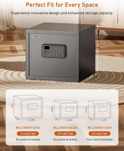 Miniatura 7 de Caja de seguridad inteligente BILLCONCH para múltiples pistolas - Caja fuerte con cerradura biométrica automática y pantalla LCD/guía