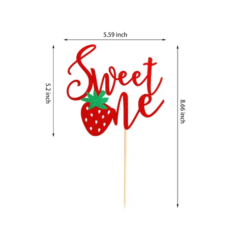 Miniatura 2 de 1 pieza de fresa Sweet One Cake Topper para primer /1er cumpleaños de fresa para pastel de fresa tema de fruta dulce, baby shower, suministros