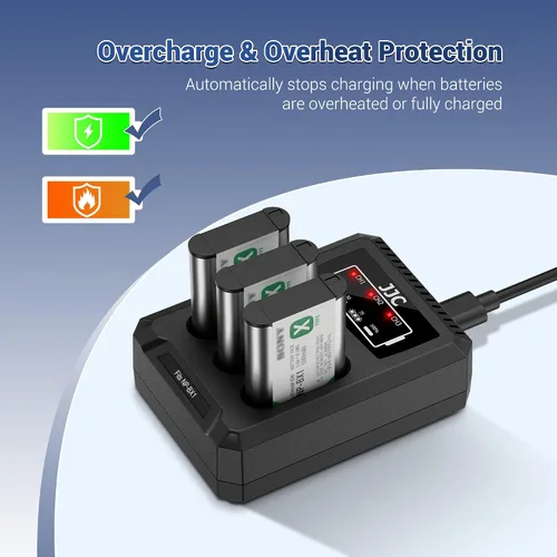 Miniatura 4 de JJC NP-BX1 Cargador de batería USB de doble ranura para Sony ZV-1 ZV1 RX100 VII VI VA V IV III II HX80 HX90 HX90V HX99 HX95 HX350 HX400V HX300 WX500