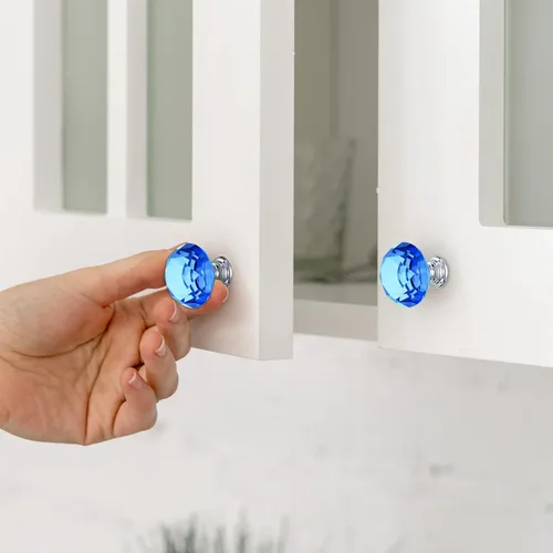 Miniatura 6 de Jetec 20 piezas tiradores de cristal para cajones pomos de gabinete 30mm pomos de diamante para aparador para cajones de aparador cocina estantería