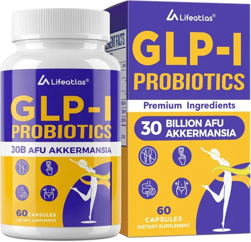 Lifeatlas GLP-I Suplemento probiótico | GLP-I con 30 mil millones de probióticos AFU Akkermansia, probióticos Akkermansia para mujeres y hombres,