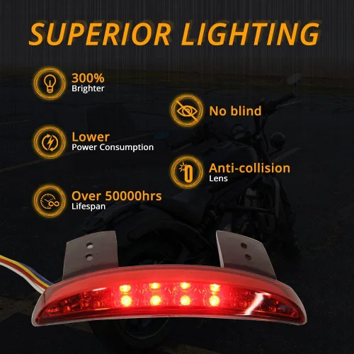 Miniatura 8 de DREAMIZER Luz Trasera LED para Motocicleta, Borde del Guardabarros, Luz de Freno con Señales de Giro para Sportster XL883N XL1200N XL1200V XL1200X