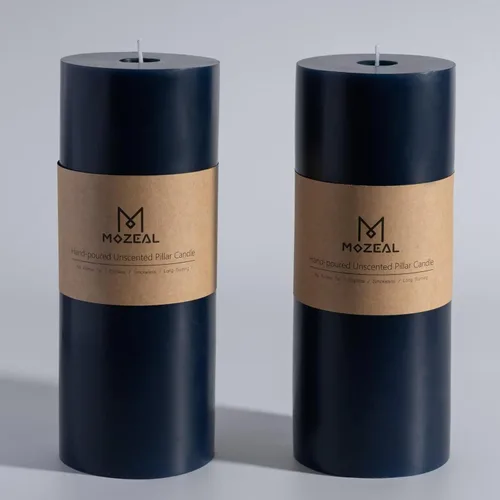 Miniatura 64 de MOZEAL Velas grandes sin perfume vertidas a mano de 3 x 8 pulgadas, sin humo, juego de 2, combustión lenta, sin goteo, aproximadamente 150 horas