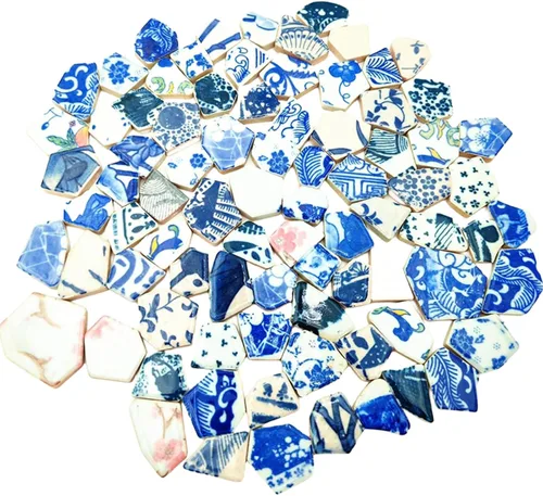Miniatura 8 de Azulejos de mosaico de cerámica de porcelana de 1.1 libras, azulejos de mosaico irregulares rotos para suelo de manualidades, cocina, piscina