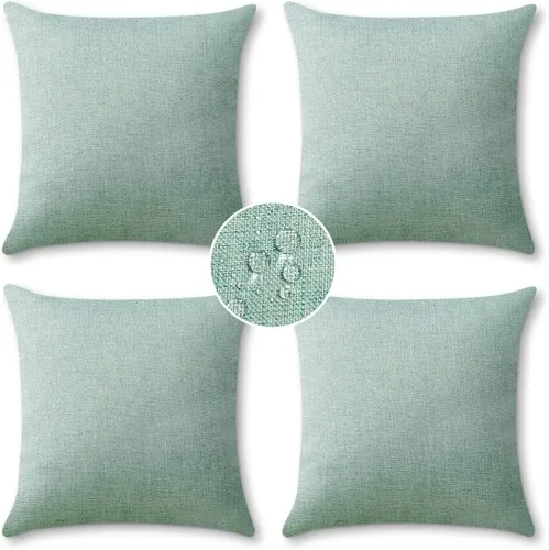 Miniatura 13 de OTOSTAR Juego de 4 fundas de almohada impermeables para exteriores, fundas decorativas para cojines de jardín, fundas de almohada cuadradas