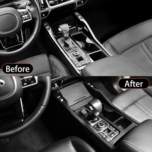 Miniatura 4 de YOUTOOCAR 2PCS Cubiertas de Panel de Palanca de Cambios Trim Compatibles con Kia Sorento 2021-2025 Accesorios (Patrón de Fibra de Carbono)