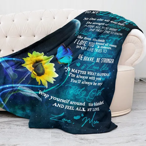 Miniatura 2 de Givetoyou Manta de regalo para mi hija de mamá como regalo de cumpleaños, letra de "Te quiero" para ella, franela ultrasuave de forro polar, manta