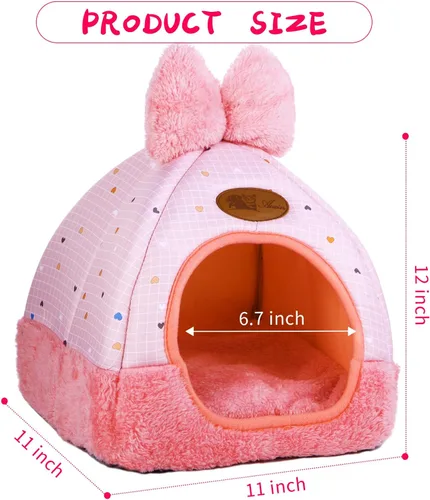 Miniatura 2 de Escondites de cama de conejo, hurones, ratas, erizos, jaula de chinchilla, accesorio para conejo, conejillo de indias, hámster, cama de conejo Rosa