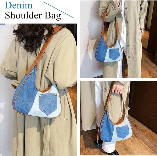 Miniatura 2 de Extolove Bolsa de mezclilla, monederos de mezclilla de moda para mujer, bolso de hombro de mezclilla Y2K