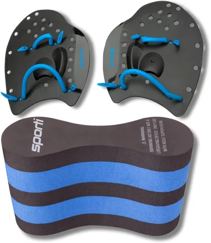 Miniatura 11 de Sporti Palas de natación Power para natación en piscina - Correas ajustables - Equipo para natación en piscina - Palas de mano para adultos y niños