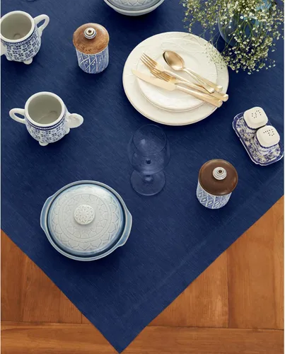 Miniatura 3 de Solino Home - Mantel de lino azul rey de 52 x 52 pulgadas - 100% lino puro cuadrado - Athena, mantel lavable a máquina para Navidad, Año Nuevo