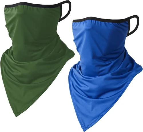 CORIRESHA Polaina para el cuello de 2 piezas para mujer con trabillas para las orejas, cubierta de pasamontañas, protección contra el polvo y el sol