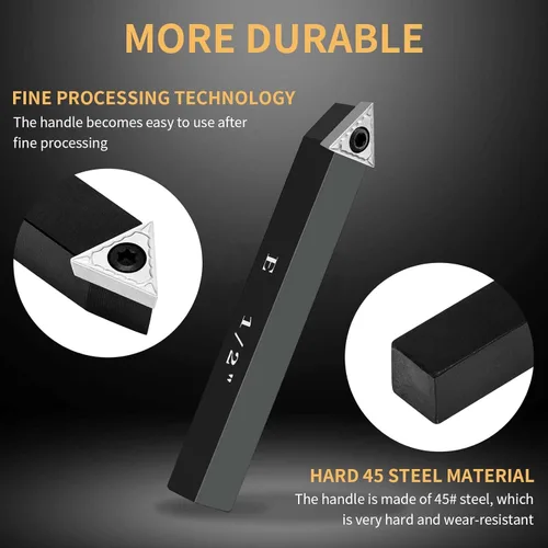 Miniatura 4 de Juego de soporte de insertos de torneado de carburo indexable de 1/2 "para tornos de mecanizado, juego de 5 piezas de herramientas de torno de metal