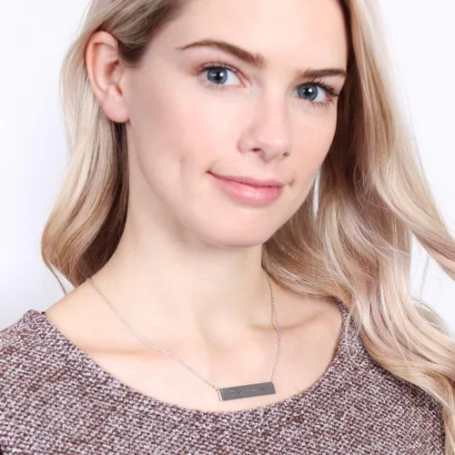 Miniatura 2 de RIAH FASHION Collar de barra con dije de mensaje positivo inspirador Placa de letras grabada delicada cadena Be Brave, Follow Your Heart, Love