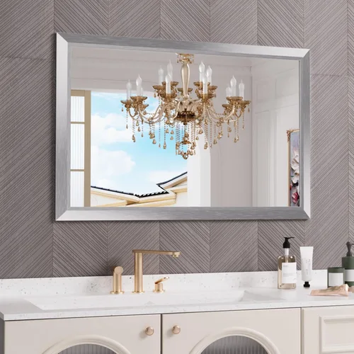Miniatura 38 de Amorho Espejo de Baño Negro, Espejos de Pared de 24x30 Pulgadas con Marco de Metal Grueso para Sobre el Fregadero, Dormitorio, Sala de Estar