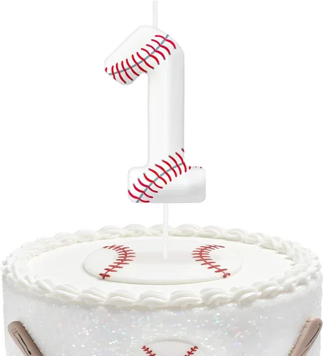Miniatura 94 de Velas de cumpleaños con el número 0 de béisbol, decoración de pastel con temática de béisbol para niños y niñas, decoraciones de pasteles