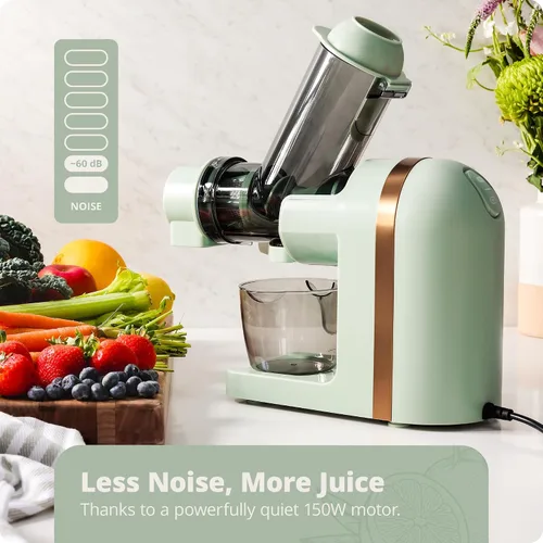 Miniatura 3 de Greater Goods Exprimidor de prensa fría, potente extractor de jugo por masticación lenta con motor silencioso para frutas y verduras, alto Verde