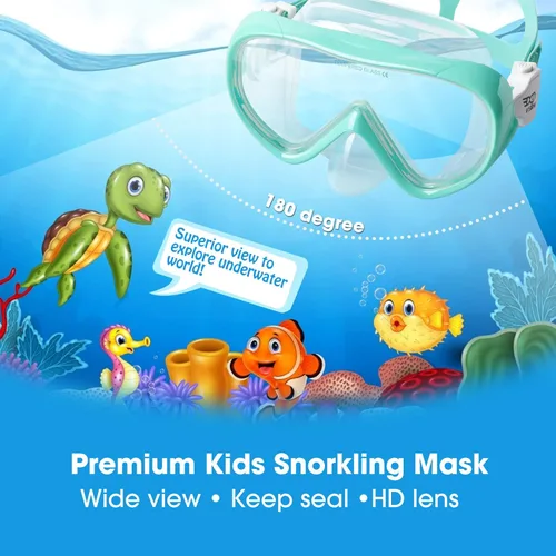 Miniatura 4 de Máscara de buceo para niños, máscara de buceo para niños, gafas de natación antivaho con cubierta para la nariz para esnórquel, buceo, natación