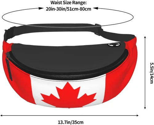 Miniatura 8 de Riñonera cruzada con la bandera de Estados Unidos, para hombres y mujeres, para viajes, caminar, correr, senderismo, pesca., Canada flag