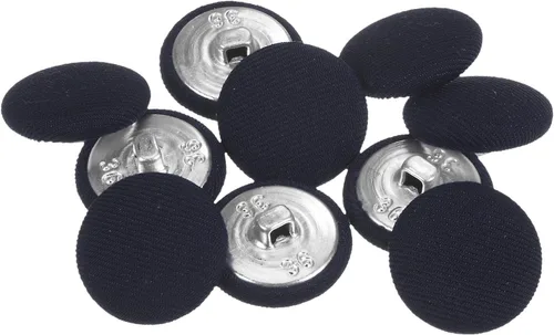 Miniatura 70 de HARFINGTON 10 botones de tela de 24L cubiertos de tela de 0.59 pulgadas, vástago de metal, botones de costura redondos para trajes, blusas de Azul